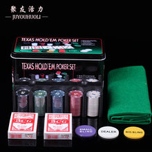 Load image into Gallery viewer, 200pc Texas Hold&#39;em Poker Set with Poker Chips, Cards, Table Mat