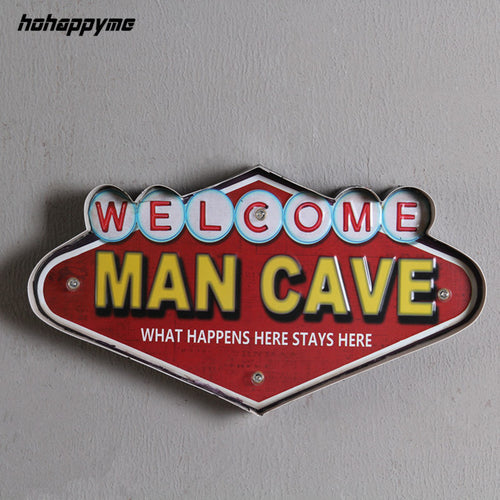 Welcome to the Man Cave Vintage Look Light-up Bar Sign