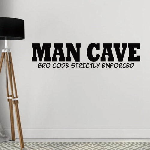 Funny Man Cave Wall Art Bro Code Strictly Enforced Vinyl Decal Sticker Basement Garage Theater Sports Wall Art Decor