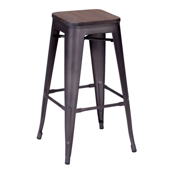 Zuo Marius Barstool Set, Rustic Wood Finish (2)